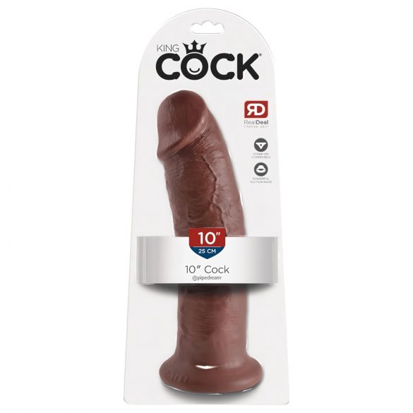 King Cock 10 - velký přísavkový dildo (25 cm) - hnědý