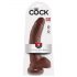 King Cock 9 - velký dildo s přísavkou a varlaty (23 cm) - hnědý