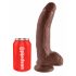 King Cock 9 - velký dildo s přísavkou a varlaty (23 cm) - hnědý