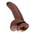 King Cock 9 - velký dildo s přísavkou a varlaty (23 cm) - hnědý