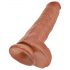 Král Cock 11 - přísavkový dildo s varlaty (28 cm) - tmavě přírodní