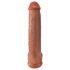 King Cock 15 - přísavkový, varlatový, obří dildo (38 cm) - tmavě přírodní