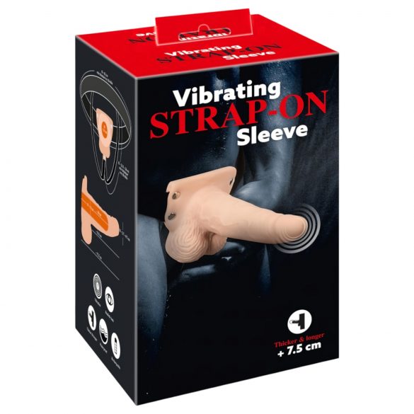 You2Toys Strap-on - bezdrátový, dutý, připínací vibrátor (přírodní)