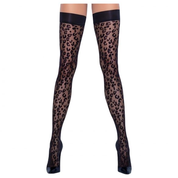 Cottelli Legwear - fixace stehen s potiskem pantera (černá)  - 4