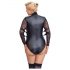 Cottelli Bondage Plus Size - krajkové body s rukávy (černé)  - 3XL