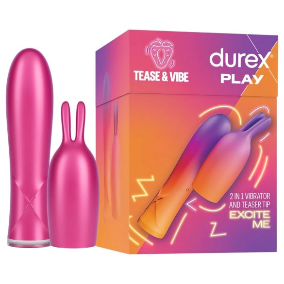 Durex Tease & Vibe - tyčový vibrátor s králičím stimulátorem klitorisu (růžový)