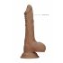 RealRock Dong 9 - realistické dildo s varlaty (23 cm) - tmavý přírodní