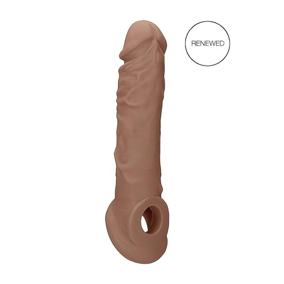 RealRock Penis Sleeve 8 - návlek na penis (21cm) - tmavě tělová barva