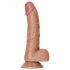 RealRock Curved - připínací, realistické dildo s varlaty - 15,5 cm (tmavě přírodní)