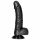 RealRock Curved - připínací, realistické dildo s varlaty - 15,5 cm (černé)