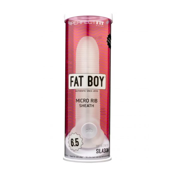 Fat Boy Micro Ribbed - návlek na penis (17 cm) - mléčně bílý