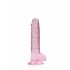 REALROCK - průsvitné realistické dildo - růžové (17cm)