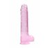 REALROCK - průsvitné realistické dildo - růžové (22cm)