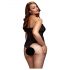 BACI Plus Size - průhledné body s ramínkem kolem krku - černé (XL-XXL)