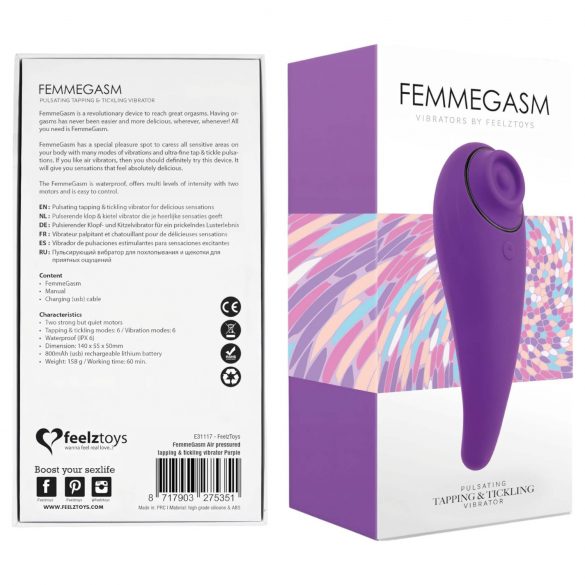 FEELZTOYS Femmegasm - dobíjecí, vodotěsný vaginální a klitorální vibrátor (fialový)