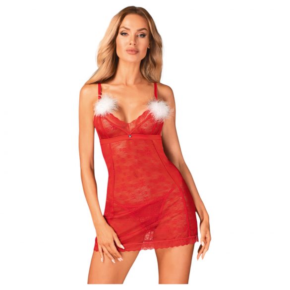 Obsessive Claussica - Zimní kalhotky s tanga babydoll (červené)  - XL/XXL